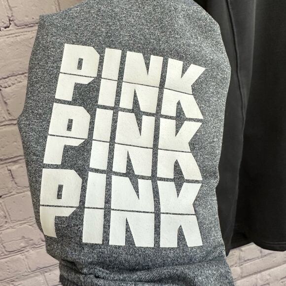 PINK Victorias Secret Ultimate Collection Hoodie Gray Pullover Thumb Holes Large - Picture 4 of 12